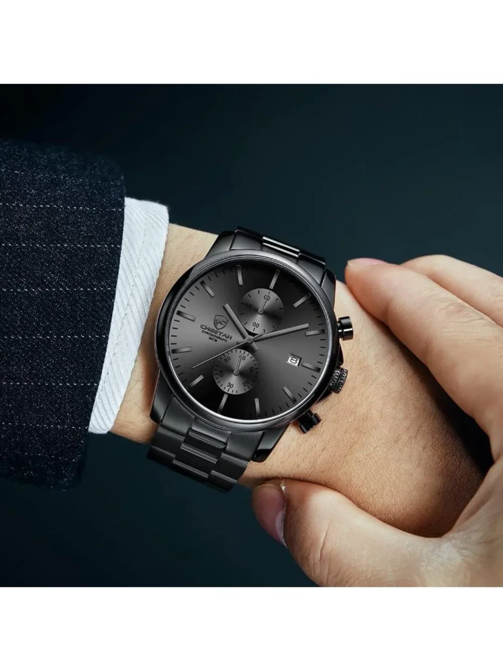 Stylish Men's Waterproof Chronograph Watch - Stainless Steel, Auto Date